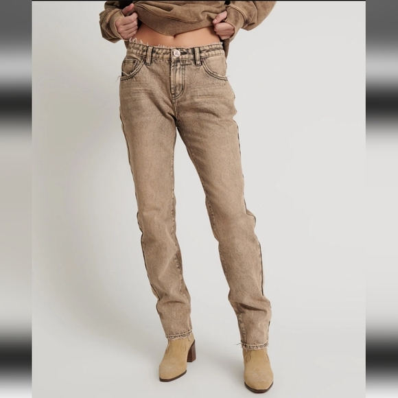 NWT One Teaspoon Truckers Mid Waist Straight Leg Denim Jeans in Rust  32 $165 - Picture 3 of 16